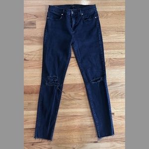 J Brand Ripped Cropped Dark Blue Skinny Jeans, Size 29